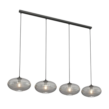 Emibig - Lampa wisząca Coco 4 BL grafit - wysokość max 140 cm, stal malowana proszkowo, szkło