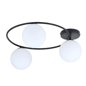 Emibig - Lampa sufitowa Sopra 3 BL opal - szerokość 47 cm, stal lakierowana, szkło