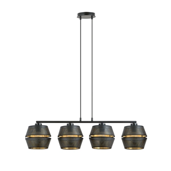 Emibig - Lampa wisząca Malia 4 black - szerokość 85 cm, stal lakierowana, abażur