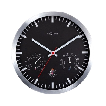 NeXtime – Zegar ścienny Weather Station Clock z termometrem i higrometrem, czarny, 25 cm