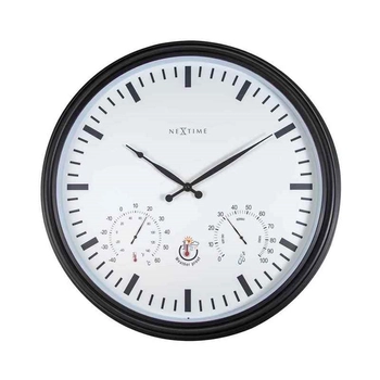 NeXtime – Zegar ogrodowy z termometrem i higrometrem Sunflower, czarno-biały, 50,8 cm