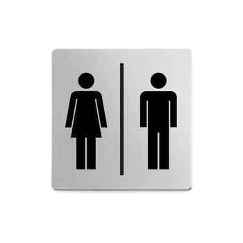 Zack - Znaczek informacyjny "toalety" INDICI - stal nierdzewna matowa, wymiary: 8x8 cm