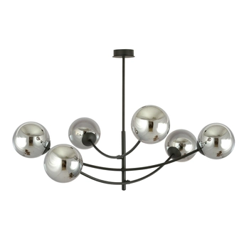Emibig - Lampa sufitowa Hunter 6 black/grafit - wysokość 60 cm, stal lakierowana, szkło