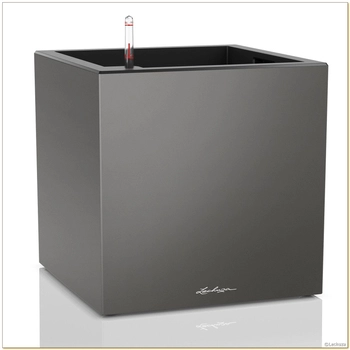 Lechuza - Doniczka Canto Premium kostka - wysokość 40 cm, antracytowa, matowa