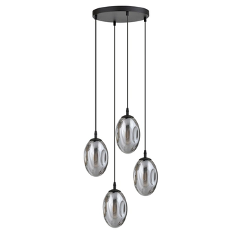Emibig - Lampa wisząca Astral 4 BL grafit - wysokość max 100 cm, stal lakierowana, szkło