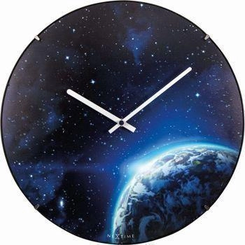 NeXtime - Zegar Ścienny Globe Dome – Kosmiczny Design, Niebieski, 35 cm