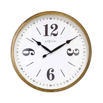 NeXtime – Zegar ścienny Classic z mechanizmem płynącym, biało-złoty, 39 cm