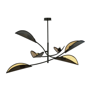 Emibig - Lampa sufitowa Lotus 6 black/gold - wysokość 51 cm, stal lakierowana, abażur