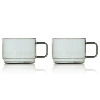 AdHoc - Zestaw 2 filiżanek do kawy Impact – przyciemniane szkło, 300 ml