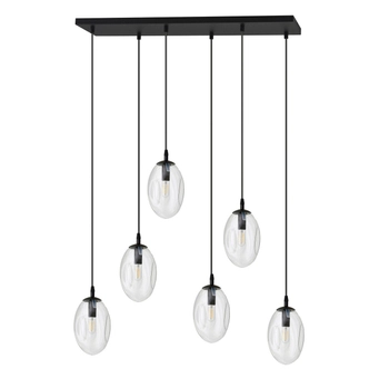 Emibig - Lampa wisząca Astral 6 BL transparent - wysokość max 100 cm, stal lakierowana, szkło