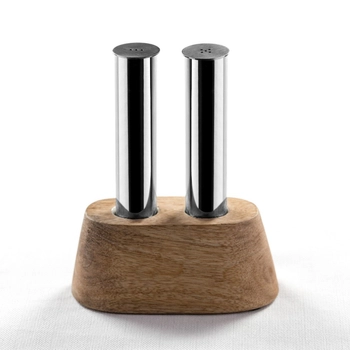 Przyprawnik do soli i pieprzu z drewnianą podstawą FILARE - Olipac