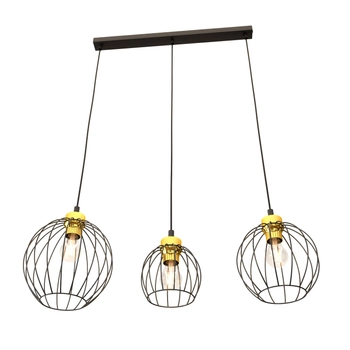 Emibig - Lampa wisząca Nando 3 BL black/gold - wysokość max 140 cm, stal malowana proszkowo