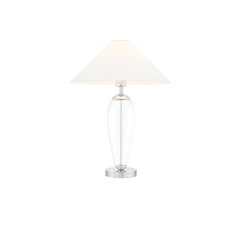 Kaspa - lampa stołowa Rea - szklana podstawa, wysokość 60 cm, biały abażur