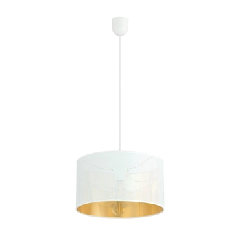 Emibig - Lampa wisząca Aston 1 white/gold - wysokość max 100 cm, stal lakierowana, abażur