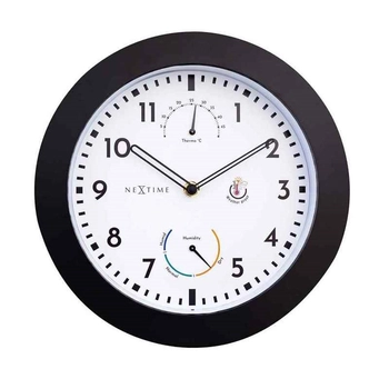 NeXtime – Zegar ogrodowy z termometrem i higrometrem Daisy, biało-czarny, 25,5 cm