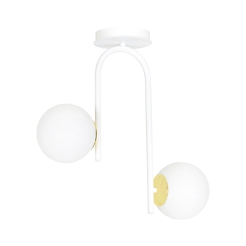 Emibig - Lampa sufitowa Ragnar 2 white/gold - wysokość 46 cm, stal lakierowana, szkło