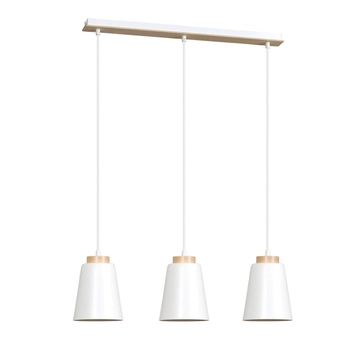 Emibig - Lampa wisząca Bolero 3 white - wysokość max 100 cm, stal lakierowana, drewno